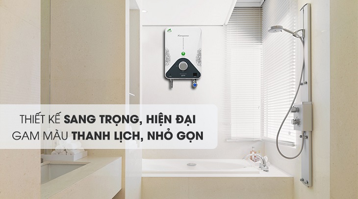 Máy nước nóng Kangaroo của nước nào? Có tốt không? > Thiết kế trang nhã, thanh lịch với gam màu trắng-xám