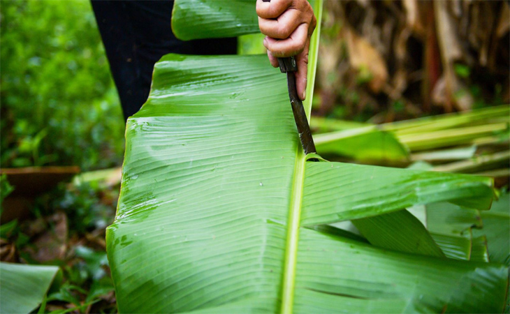 Bước 4 Dùng lá chuối Cách làm sạch cá kèo