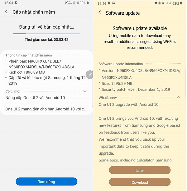 Chi tiết bản cập nhật của Galaxy Note 9 Chi tiết bản cập nhật của Galaxy Note 9
