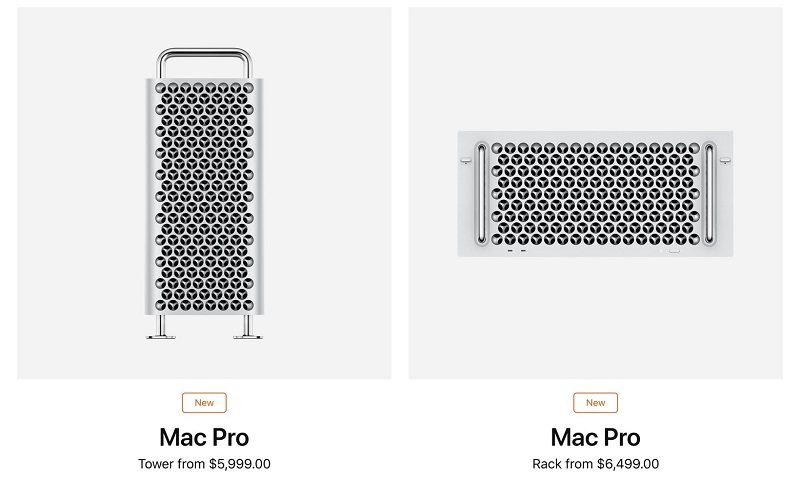 Mac Pro bản tiêu chuẩn (trái) và bản giá đỡ (phải)