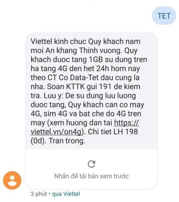 Bạn biết gì chưa? Viettel gửi tặng đến 7 GB data 4G nhân dịp Tết Canh Tý đấy, vào xem ngay cách nhận miễn phí nào! Bạn biết gì chưa? Viettel gửi tặng đến 7 GB data 4G nhân dịp Tết Canh Tý đấy, vào xem ngay cách nhận miễn phí nào!
