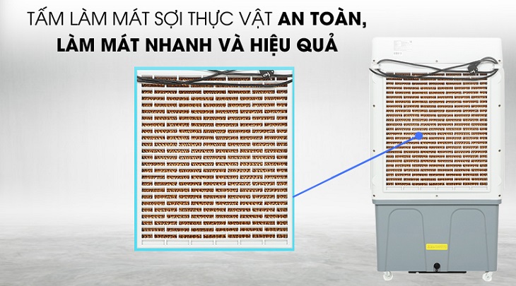 Quạt điều hòa Delites DEL-AC45AR sở hữu tấm làm mát sợi thực vật an toàn và hiệu quả