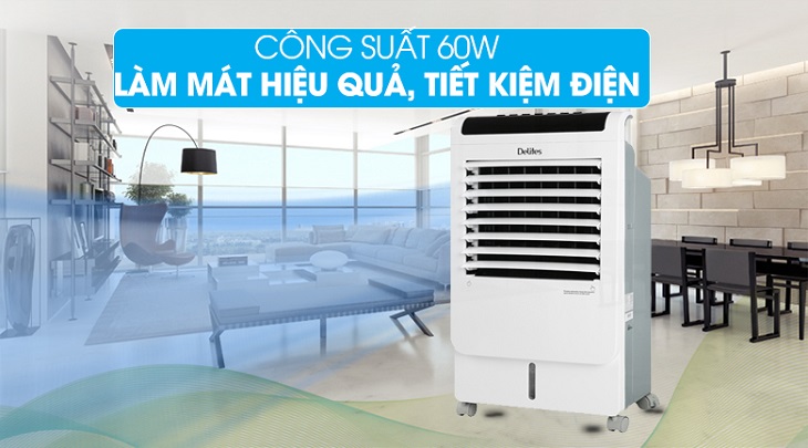 Quạt điều hòa Delites DEL-AC07CR sở hữu công suất 60W làm mát vô cùng hiệu quả