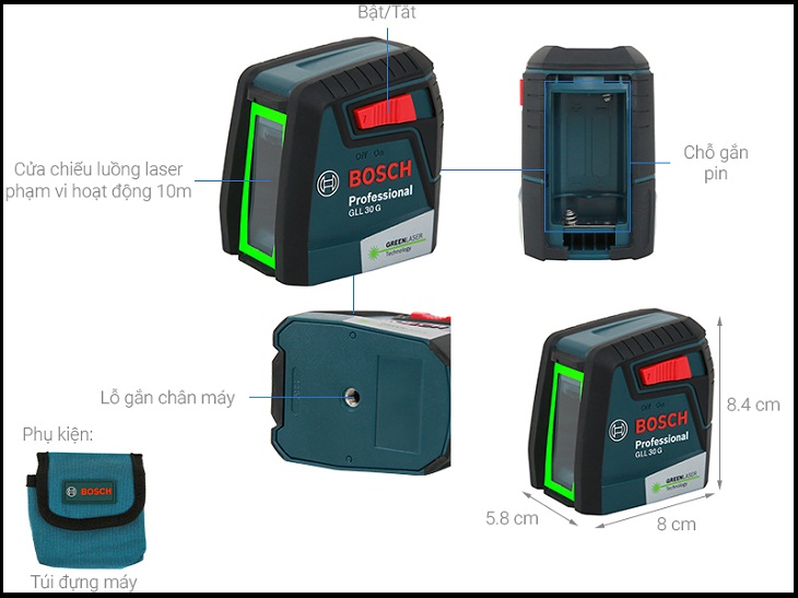 Máy cân bằng laser gồm có 3 bộ phận