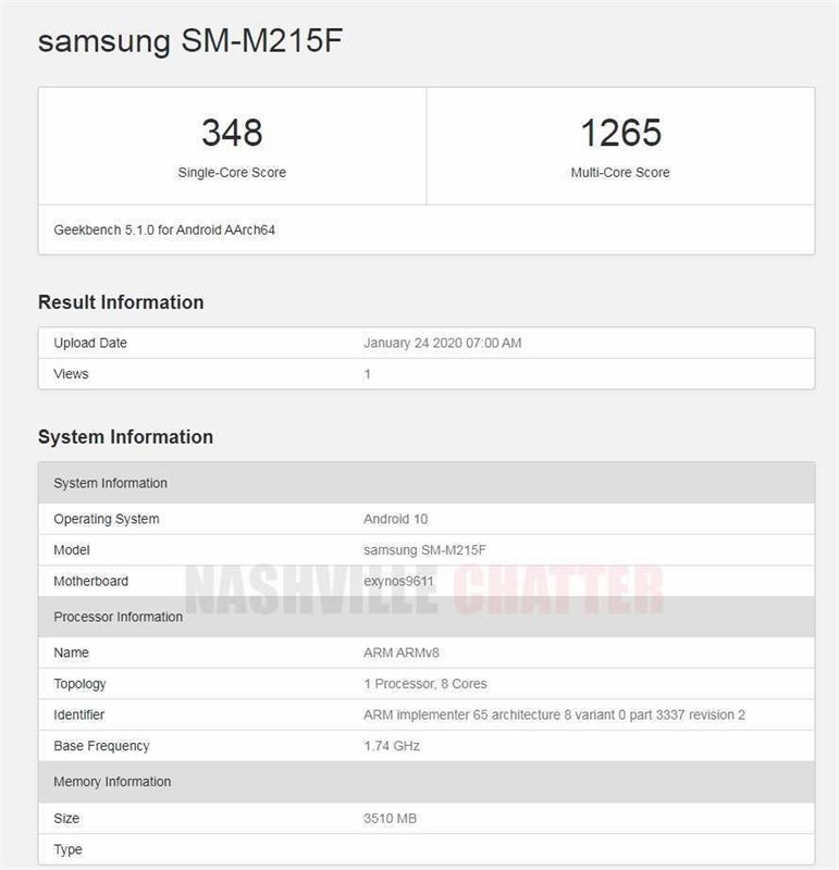 Samsung Galaxy M21 xuất hiện trên Geekbench