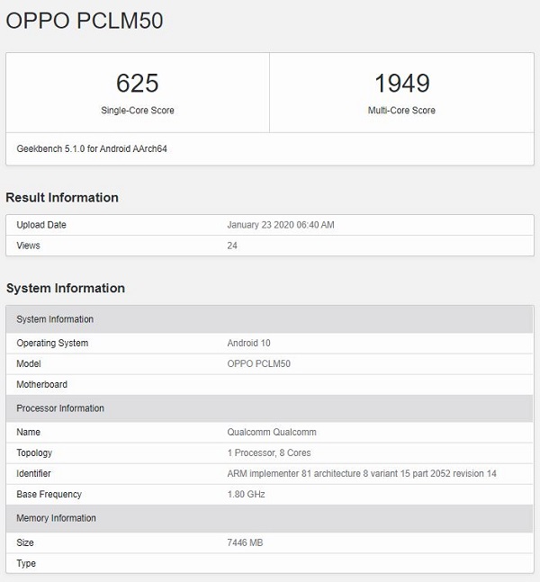 Một chiếc điện thoại OPPO bí ẩn với màn hình 6.4 inch, 4 camera sau vừa xuất hiện trên GeekBench