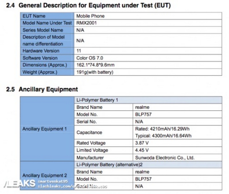 2 smartphone Realme bí ẩn vừa hé lộ các thông số kỹ thuật trên FCC