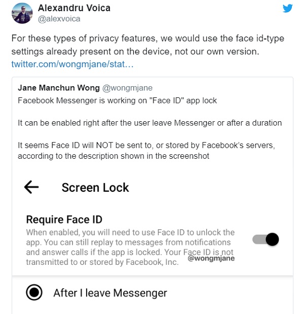 Facebook sắp sửa phát hành tính năng mở khoá bằng sinh trắc học cho ứng dụng Messenger