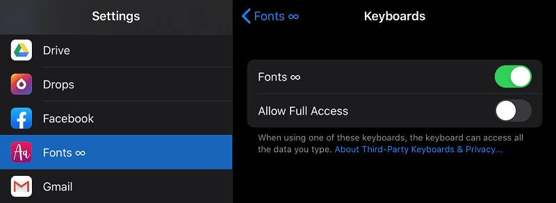Bạn cần vào Cài đặt (Settings) > Fonts > Bàn phím (Keyboards) Bạn cần vào Cài đặt (Settings) > Fonts > Bàn phím (Keyboards)