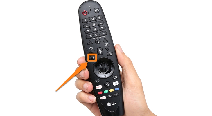 Nhấn vào nút hình ngôi nhà trên remote