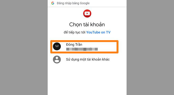 Chọn tài khoản bạn muốn đăng nhập