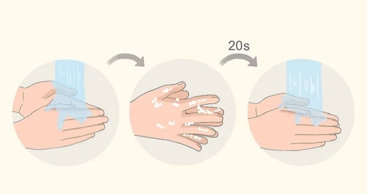Trước khi chạm vào khẩu trang y tế sạch, hãy rửa tay thật sạch