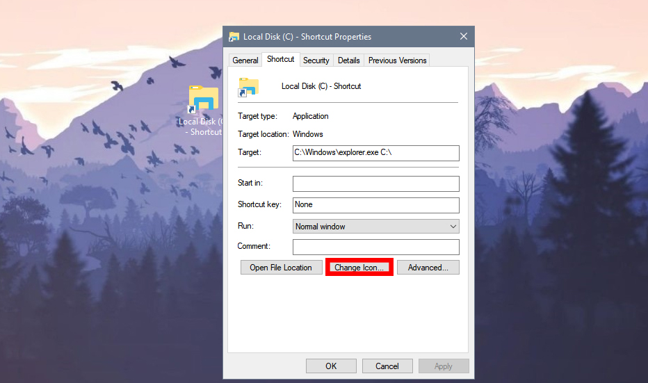 Hướng dẫn cách gắn ổ đĩa lên thanh taskbar trên Windows 10 > Nhấp chuột phải vào File Explorer và chọn Properties. Xong chọn tiếp Change icon