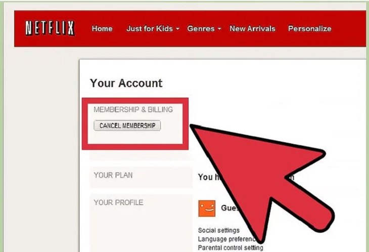 Hướng dẫn cách hủy đăng ký Netflix đơn giản nhanh chóng > Chọn Cancel Membership