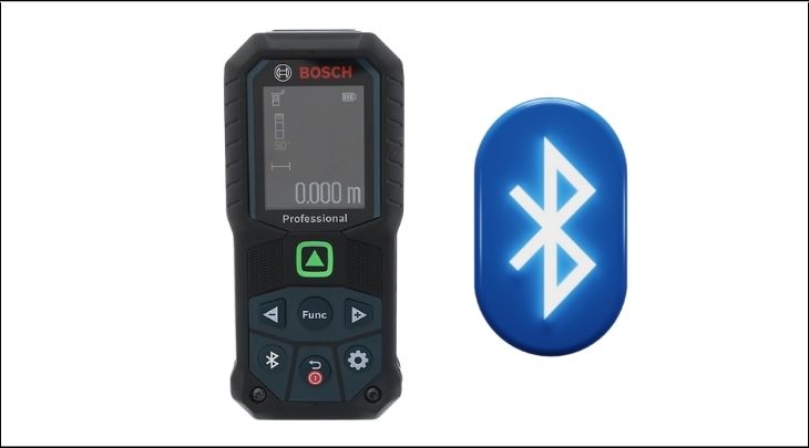 Máy đo khoảng cách laser Bosch GLM 50-27 CG hỗ trợ kết nối Bluetooth để truyền dữ liệu rất tiện lợi