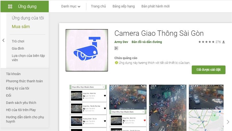 ứng dụng Camera giao thông Sài gòn