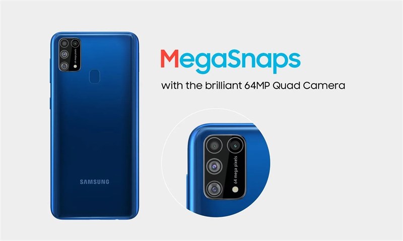 Samsung lần này chơi lớn thật, Galaxy M31 có pin 6.000mAh, camera 64MP giờ còn thêm camera selfie 32MP, RAM tới 8GB