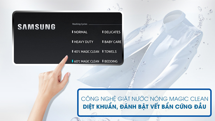 Máy giặt Samsung được trang bị Công nghệ giặt nước nóng 90 ⁰C diệt khuẩn Máy giặt Samsung được trang bị Công nghệ giặt nước nóng 90 ⁰C diệt khuẩn