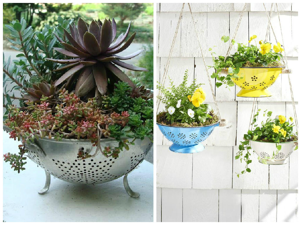 You can use an old mesh basket to make a flower pot