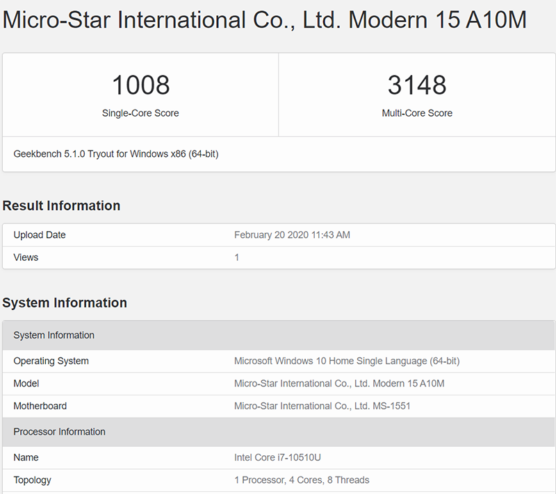 Đánh giá nhanh laptop MSI Modern 15 A10M