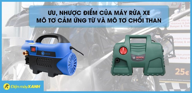 Ưu, nhược điểm của máy rửa xe mô tơ cảm ứng từ và mô tơ chổi than