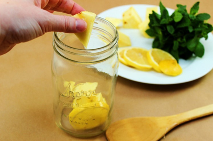 pour ingredients into the jar