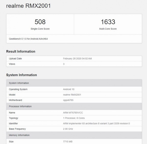 Sau Realme 6 Pro, đến lượt Realme 6 xuất hiện trên Geekbench: Chip Helio G90 + RAM 8GB mạnh cỡ nào? Sau Realme 6 Pro, đến lượt Realme 6 xuất hiện trên Geekbench: Chip Helio G90 + RAM 8GB mạnh cỡ nào?
