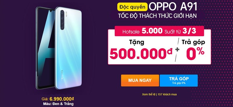 OPPO A91 chính thức lên kệ tại Việt Nam: Thiết kế thời thượng, sạc siêu tốc, 4 camera 48MP, vân tay ẩn dưới màn hình, giá hấp dẫn OPPO A91 chính thức lên kệ tại Việt Nam: Thiết kế thời thượng, sạc siêu tốc, 4 camera 48MP, vân tay ẩn dưới màn hình, giá hấp dẫn
