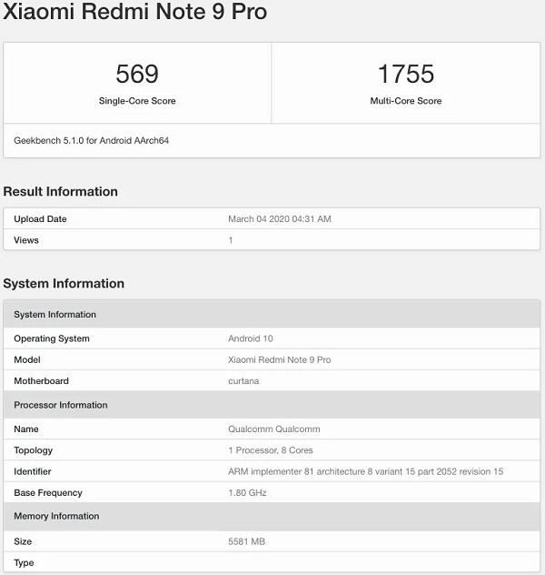 Redmi Note 9 Pro bất ngờ lộ diện trên Geekbench với cấu hình khá ổn