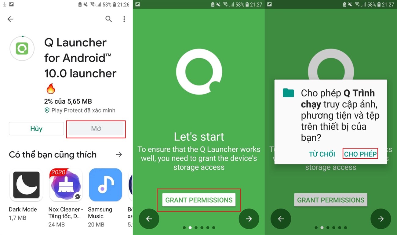 Cách cài giao diện Android 10 trên mọi điện thoại Android cực chất > Cài giao diện Android 10 bằng ứng dụng Q Launcher