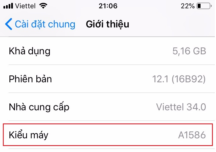 Cách phân biệt iPhone chính hãng, tân trang hay hàng đổi trả cực đơn giản > Số mô hình