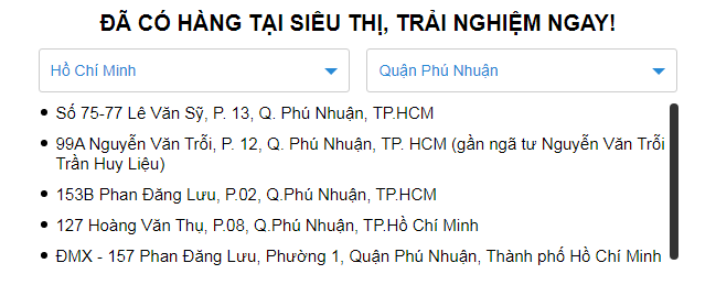 Hướng dẫn tìm siêu thị trải nghiệm sản phẩm