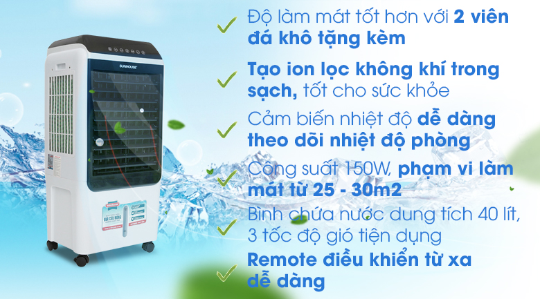 Quạt điều hòa Sunhouse 7727 có nhiều tính năng nổi bật