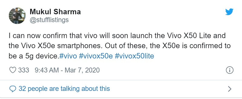 Vivo chuẩn bị ra mắt X50 Lite và X50e