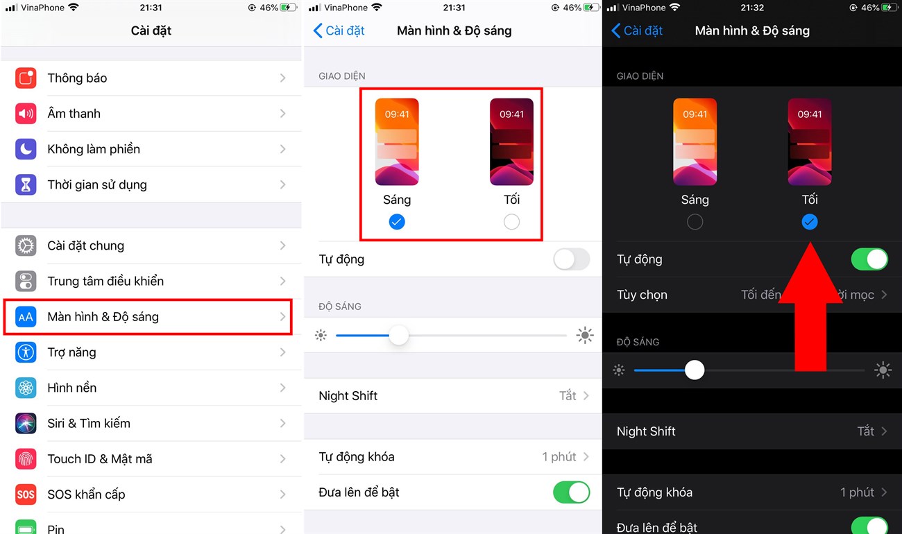 Chỉ với 8 tùy chỉnh nhỏ này, pin iPhone sẽ trâu bò hơn trên iOS 13 > Bật chế độ Dark Mode