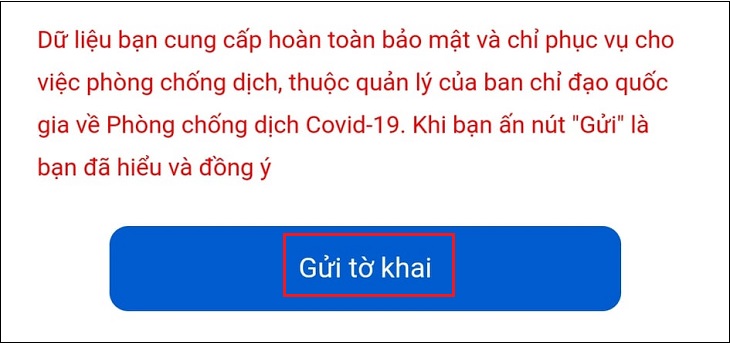 Nhấn nút Gửi tờ khai để hoàn tất