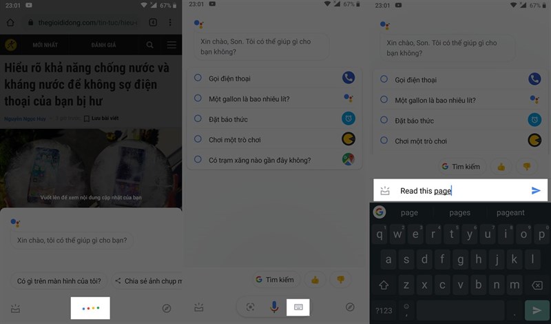 Sử dụng Google Assistant đọc trang web trên điện thoại Android