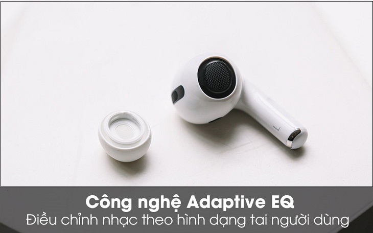 Các công nghệ âm thanh trên tai nghe Apple phổ biến hiện nay > Tai nghe Bluetooth AirPods Pro Wireless Charge Apple MWP22 có khả năng điều chỉnh nhạc theo hình dạng của người dùng