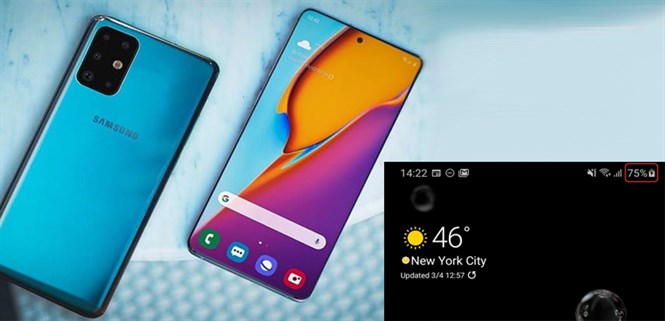 Cách hiển thị phần trăm pin trên điện thoại Samsung Galaxy S20
