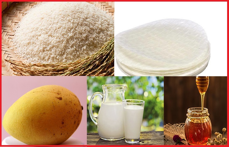 Nguyên liệu món ăn 2 cách làm bánh tráng cuộn sầu riêng, cơm sữa dừa chiên
