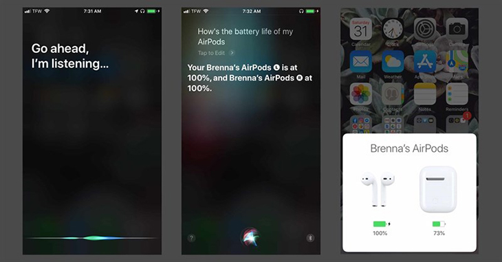 Kiểm tra Airpods bằng cách hỏi trợ lí ảo Siri