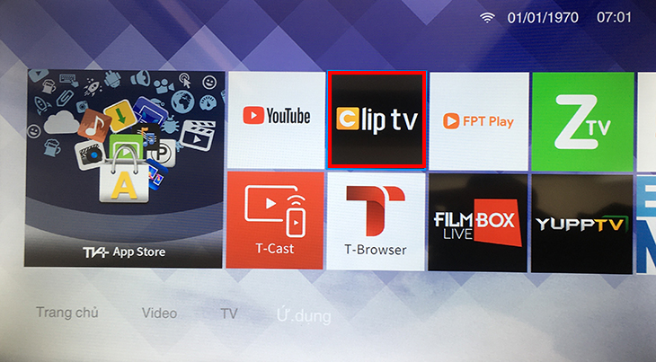 Bước 1: Mở ứng dụng Clip tivi trên tivi FFalcon.