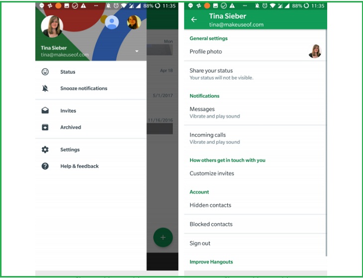 Cách thêm, xóa và quản lý nhiều tài khoản Google trên điện thoại Android > Hangouts bị ảnh hưởng khi đồng bộ hóa tài khoản Google