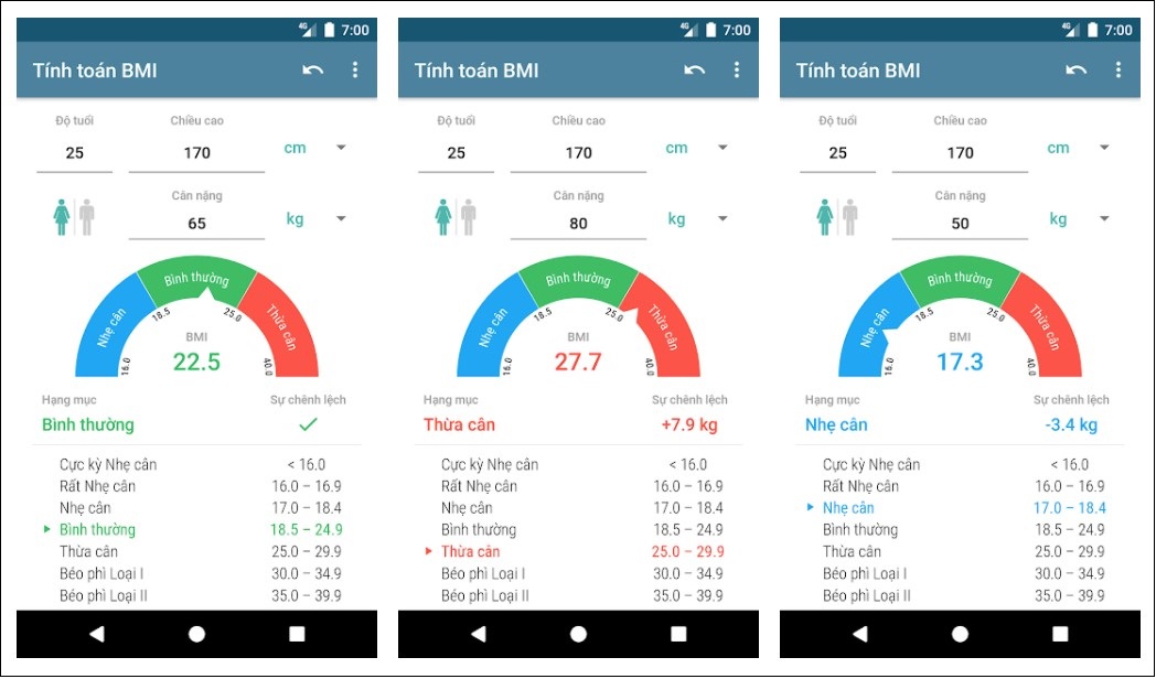 Ứng dụng BMI Calculator