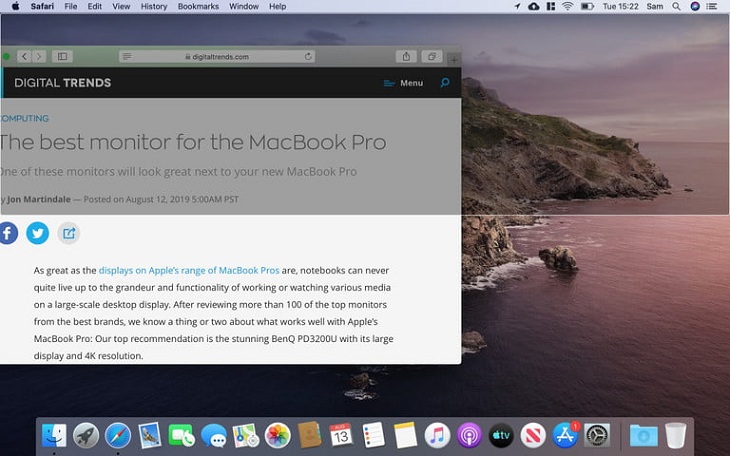 Cách sử dụng chế độ chia màn hình Split View trên MacBook, máy Mac > Chụp màn hình nhanh cửa sổ