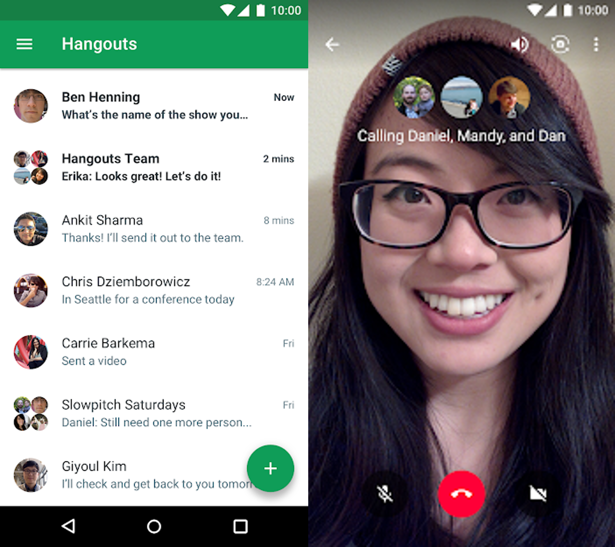 Hướng dẫn cách sử dụng Google Hangouts để hội họp trực tuyến > Giao diện của ứng dụng Google Hangouts