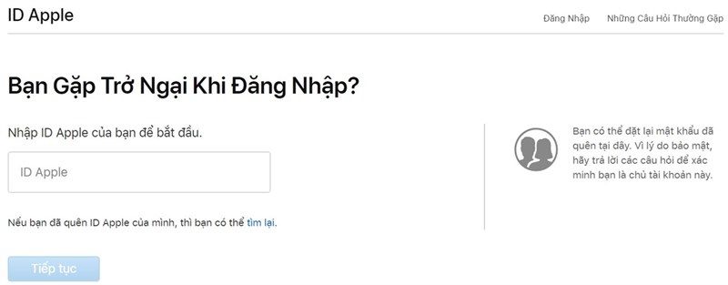 Yêu cầu khôi phục tài khoản iCloud