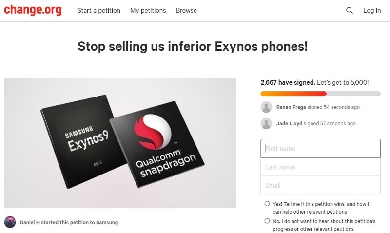  Người dùng yêu cầu Samsung ngừng dùng Exynos