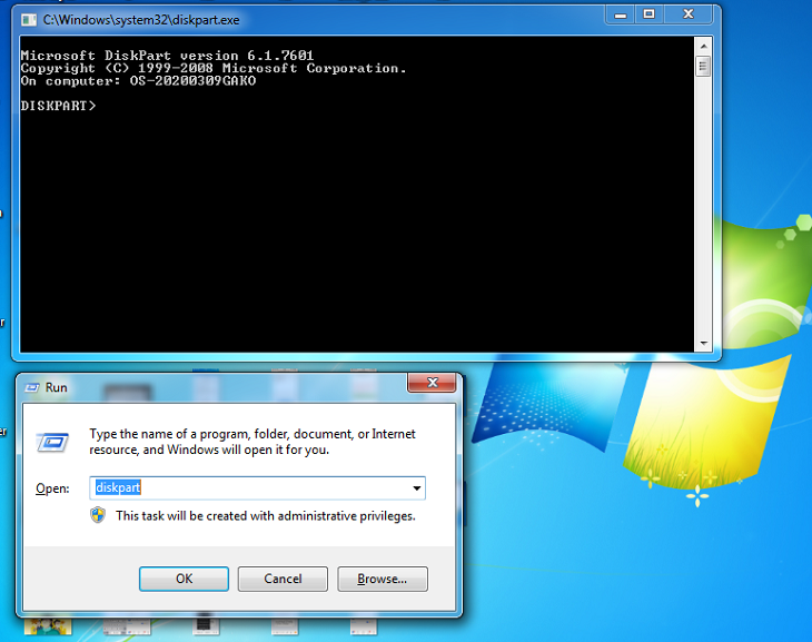 Cách mở nhanh công cụ hệ thống với lệnh run trên Windows > Mở nhanh trình quản lý ổ đĩa Disk Management