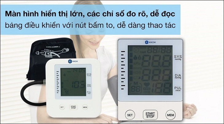 Máy đo huyết áp tự động Kachi MK-293 có màn hình lớn, dễ quan sát